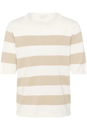 Kaffe T-shirt Kalizza Striped Knit 10508410 106619 Chalk/feather Grey Bold Dames