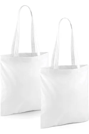 Merkloos Draagtasje met hengsels - 2x - - 42 x 38 cm - katoen - 10 liter - boodschappen - gymtas - voor kinderen en volwassenen