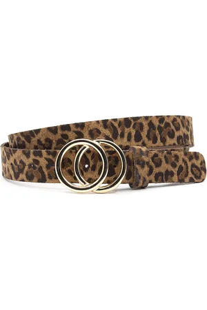 A-zone Dames riem bruin luipaard - dames riem - 3 cm breed - - Echt Leer - Taille: 100cm - Totale lengte riem: 115cm