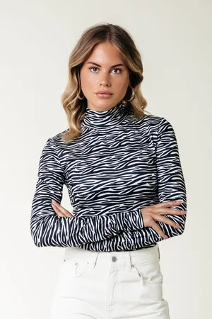 Colourful rebel Neyo Zebra Peached Turtleneck Top - L