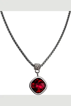 esde2 45cm tot 48cm Ketting Dames - Gepolijst RVS - Ketting met Rode Zirkoniasteen Hanger