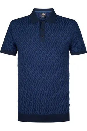 Petrol Industries Heren Gebreide Polo Oceanstone - Blauw