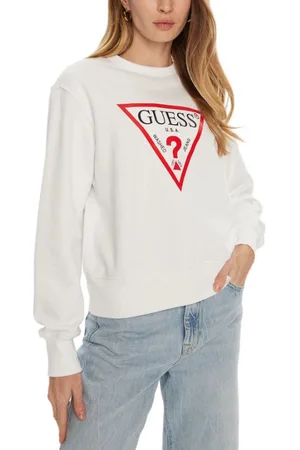 Guess Damessweater CN Original Fleece katoen wit met logo S