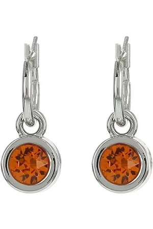 Biba Hang Oorbellen met Swarovski Steentje Tangerine