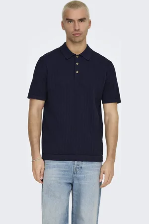 Only & Sons Poloshirt Onsmoon Reg 12 Ss Polo Knit 22032760 Evening Blue Mannen