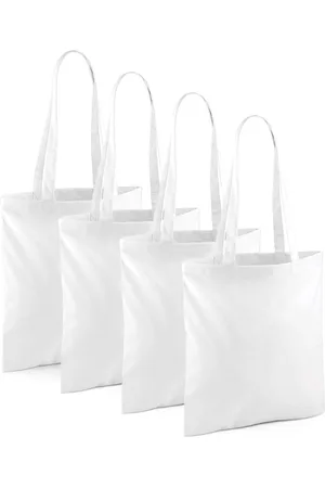Merkloos Draagtasje met hengsels - 10x - - 42 x 38 cm - katoen - 10 liter - boodschappen - gymtas - voor kinderen en volwassenen