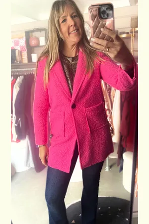 Merkloos Teddy jas - coat - half lang - Kleur - Pink- Lente - Zomer - One size