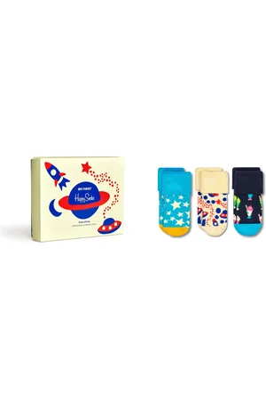 Happy Socks XKFNT08-6500 3-Pack Kids Fun Times Terry Socks Gift Set - maat 0-6M