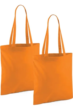 Merkloos Draagtasje met hengsels - 2x - - 42 x 38 cm - katoen - 10 liter - boodschappen - gymtas - voor kinderen en volwassenen