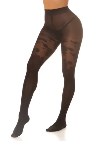 Merkloos Panty bloemen print