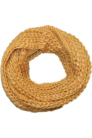 Merkloos Grof Gebreide Winter Colsjaal met Kabel Oker