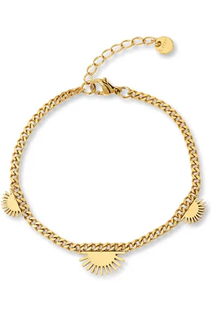 Marama Armband Livia - dames armband - stainless steel - gold plated - nikkelvrij - karabijnhaak sluiting - 3 zonnetjes - kleine schakel