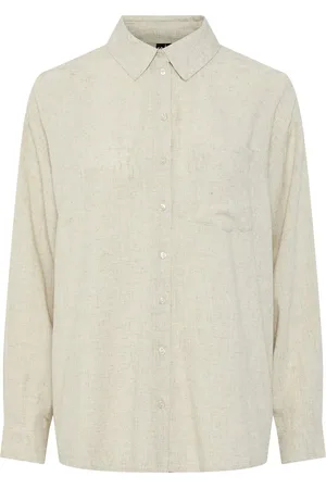 Pieces® Blouse Pcpia Ls Loose Shirt Wvn Noos 17149315 Birch Melange Dames