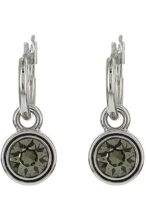 Biba Hang Oorbellen met Swarovski Steentje Bl. Diamond
