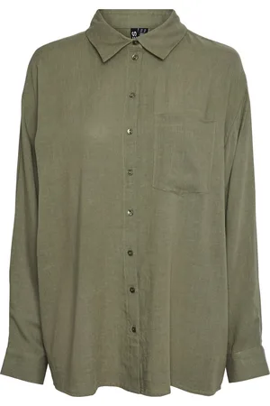 Pieces® Blouse Pcpia Ls Loose Shirt Wvn Noos 17149315 Deep Lichen Green Dames