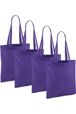 Merkloos Draagtasje met hengsels - 4x - - 42 x 38 cm - katoen - 10 liter - boodschappen - gymtas - voor kinderen en volwassenen