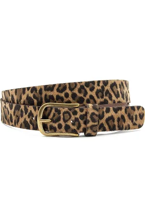 A-zone Dames riem met bruine leopard print - dames riem - 3 cm breed - - Echt Leer - Taille: 100cm - Totale lengte riem: 115cm