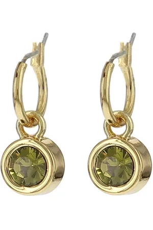 Biba Hang Oorbellen met Swarovski Steentje Khaki