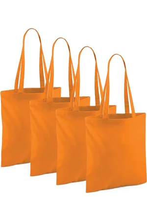 Merkloos Draagtasje met hengsels - 4x - - 42 x 38 cm - katoen - 10 liter - boodschappen - gymtas - voor kinderen en volwassenen