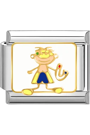 quiges Schakel Bedel - 9mm – Jongen die Snorkelt - Geschikt voor Nomination armband - Schakelarmband - italy bedels armband