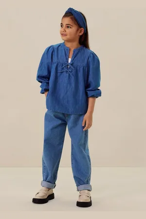 Sissy-Boy Blauwe denim blouse met strikjes