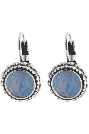 Biba Hang Oorbellen met Klaphaak en Swarovski Steentje Air Blue