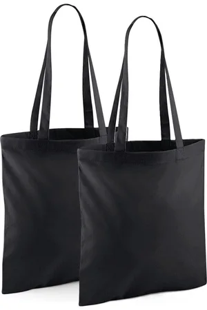 Merkloos Draagtasje met hengsels - 2x - - 42 x 38 cm - katoen - 10 liter - boodschappen - gymtas - voor kinderen en volwassenen