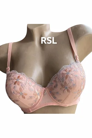 Merkloos Bh push up met borduursel 70B/75A roze
