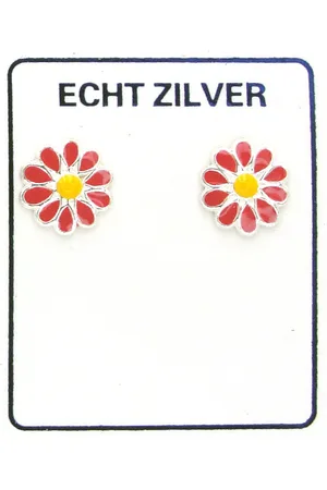 No Evil Zilveren oorknopjes met bloem 10mm