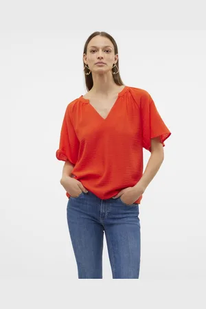 VERO MODA VMVICTORIA S/S V-NECK TOP WVN BTQ GA - Dames - Blouses
