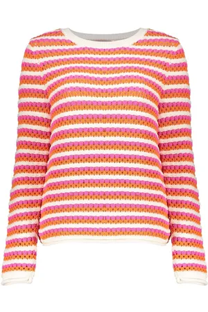 Geisha Trui Ajour Trui Met Horizontale Strepen 54041 23 Orange/fuchsia/off-white Dames