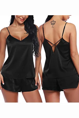 Merkloos Lingerie pyjama met V-hals voor dames, sexy hemdje en shorts, nachtkleding