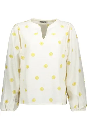 Geisha Blouse Top Ingeweven Axtek Detail 53244 20 Sand/lime Dames