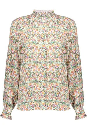 Geisha Blouse Blouse Bloemenprint Ruffle 43945 20 Off-white/ocean Blue Dames