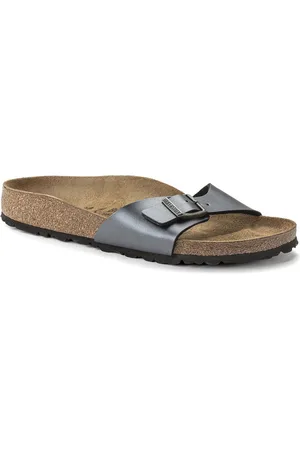 Birkenstock Madrid Metallic Zwarte Pantoffels - Streetwear - Vrouwen