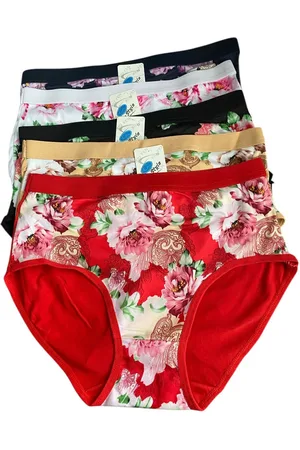 Merkloos Dames slips 5 pack met bloemenprint XXL/XXXL (46-50)