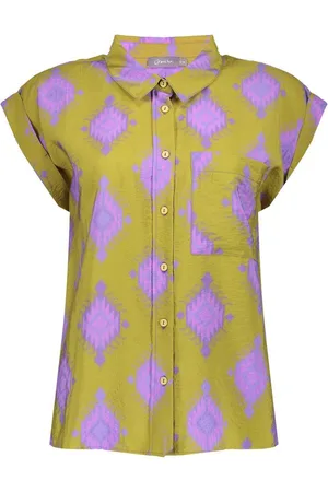 Geisha Blouse S S Blouse Aztek Print 53210 20 Green/purple Dames