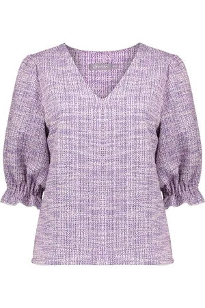 Geisha T-shirt Tweed Geweven Top Melange 53207 20 Off-white/lilac Dames