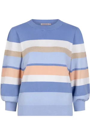 Esqualo Trui Sweater Striped Sp25 07015 600 Blue Dames