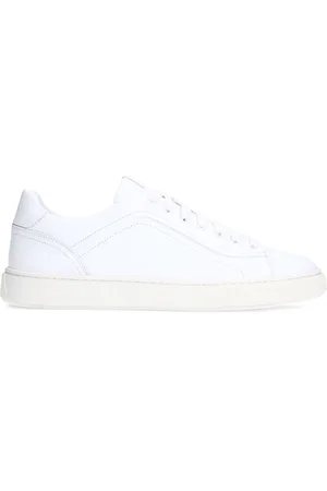 Manfield Heren - Witte leren sneakers
