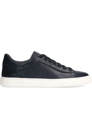 Manfield Heren - Zwarte leren sneakers