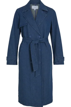 VILA Jas Vici New L/s Denim Trench Coat 14104407 Medium Blue Denim Dames