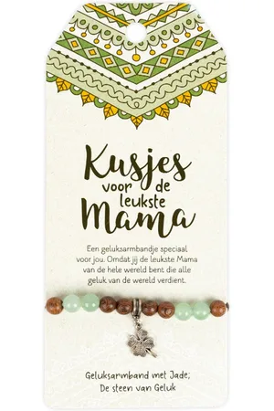 Miko Geluksarmband met Jade | | Kusjes voor de leukste mama