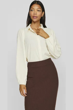 VILA Blouse Vibrietta L/s Shirt/r 14102572 Birch Dames
