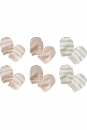 MINIIYOU Per 3 paar (6 stuks) Krabwantjes Baby 2-6 maanden beige