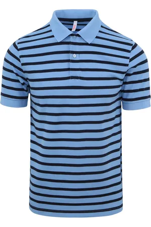 sun68 Poloshirt Strepen Lichtblauw