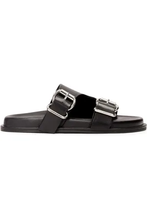 Kazar Black mules with two buckles on a comfortable sole