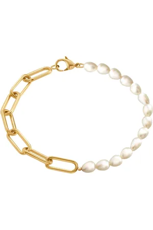 Boccia Titanium 03048-02 Dames Armband - Schakelarmband - Sieraad - - Parel - Anker - Zoetwaterparel - 14 mm breed - 19 cm lang