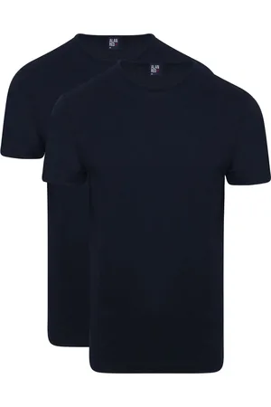 Alan Red Derby O-Hals T-Shirt Navy (2Pack)