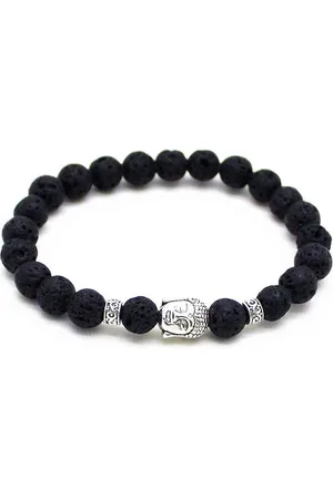 Memphis Kralen armband Lavasteen Buddha Zilverkleurig